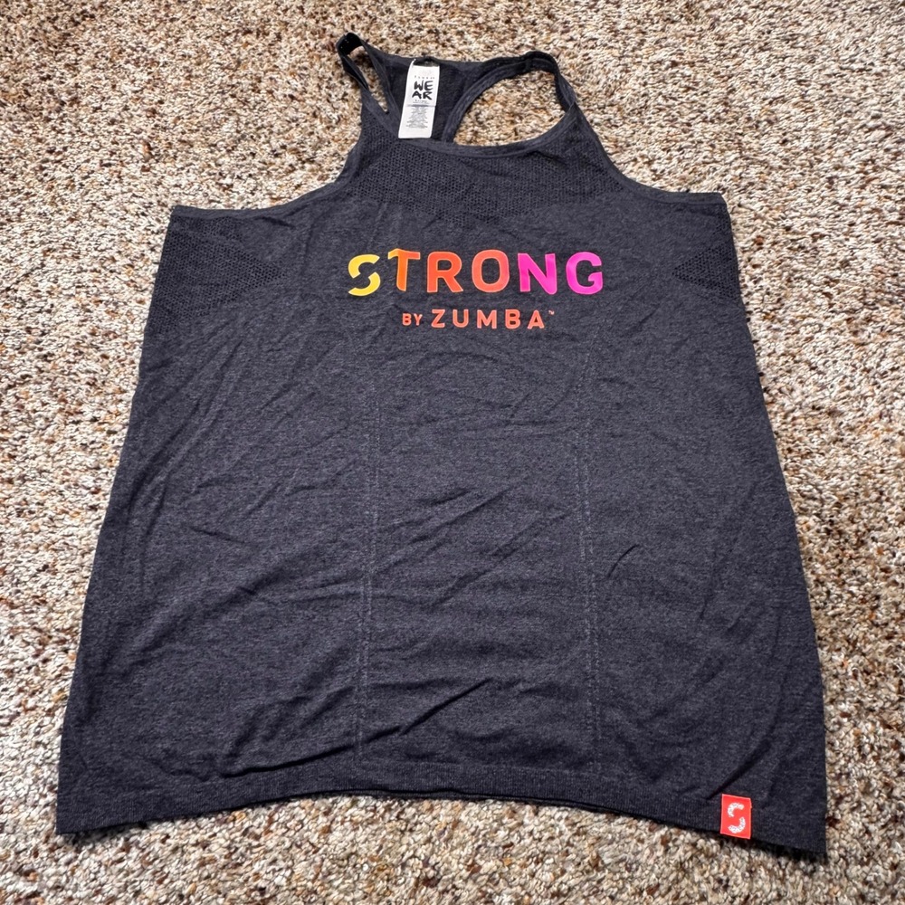 Zumba Wear Strong by Zumba Racerback Tank Top Charcoal‎ Heather Grey Large